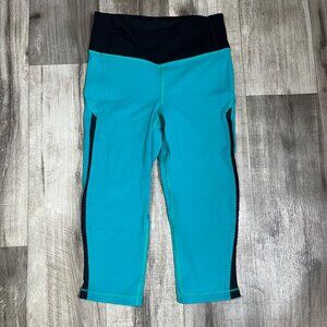 Lululemon Athletic Smooth Stride Crop Yoga Pants Viridian Black Women’s Size 4